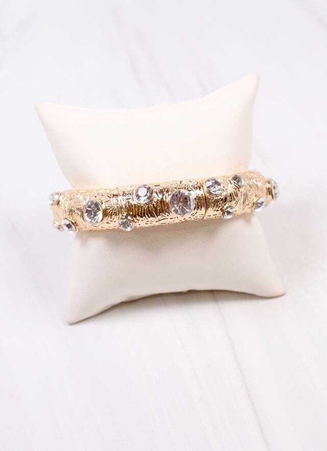 Kayne CZ Metal Stretch Bracelet CLEAR - Caroline Hill