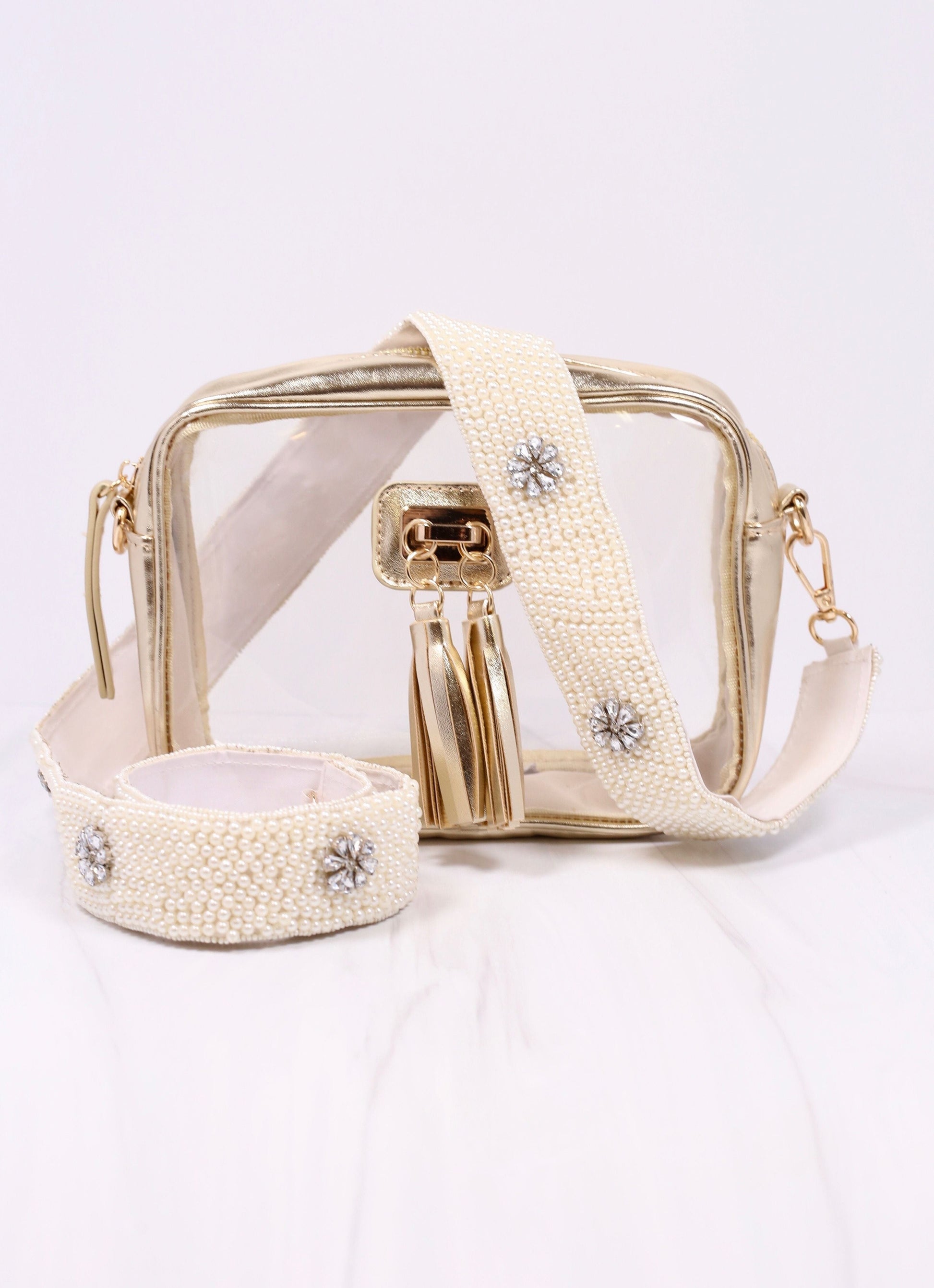 Kennedy Pearl and CZ Crossbody Strap IVORY - Caroline Hill