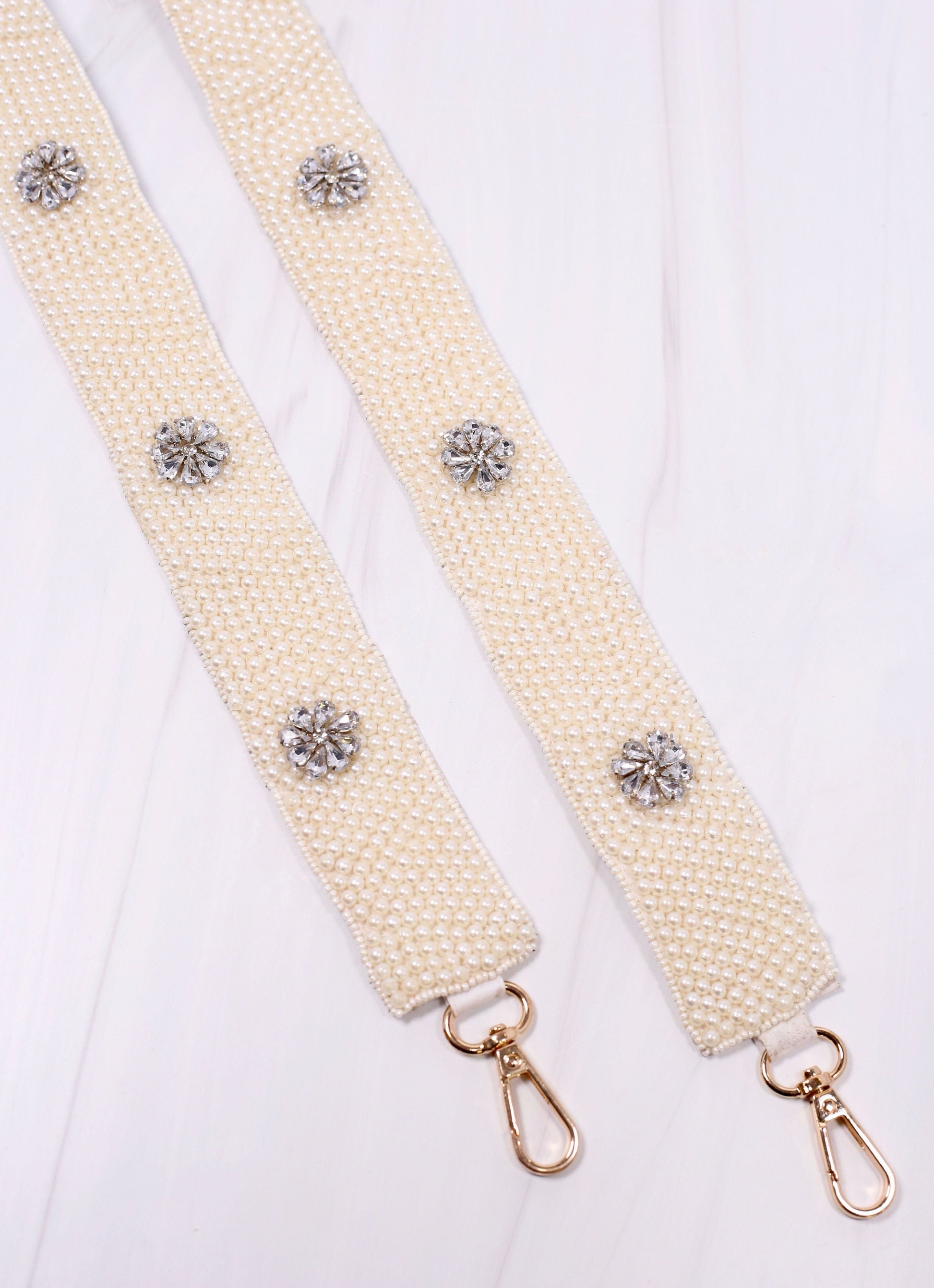 Kennedy Pearl and CZ Crossbody Strap IVORY - Caroline Hill