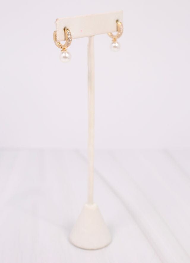 Kento CZ Hoop Earring with Pearl GOLD - Caroline Hill