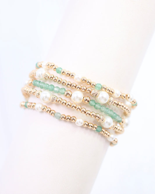 Maneh Beaded Bracelet Set Jade