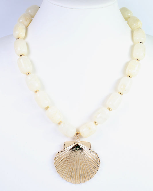 Bega Marble Beaded Shell Necklace Ivory