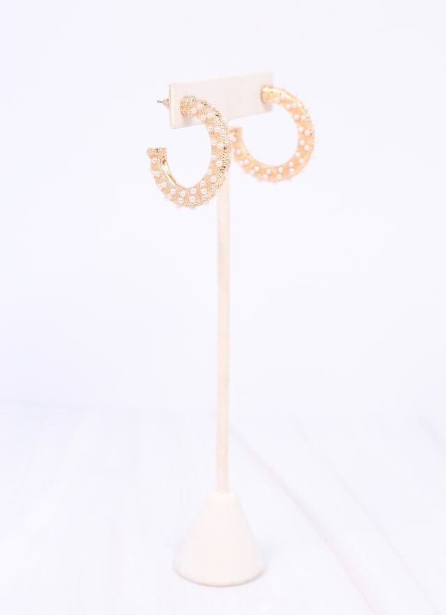 Kingsley Pearl Hoop Earring GOLD - Caroline Hill