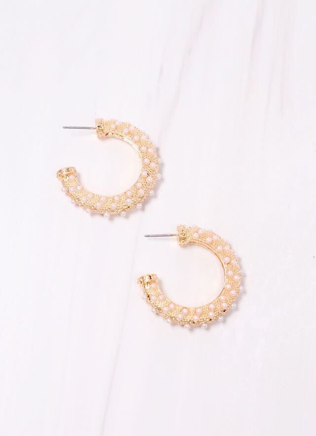 Kingsley Pearl Hoop Earring GOLD - Caroline Hill