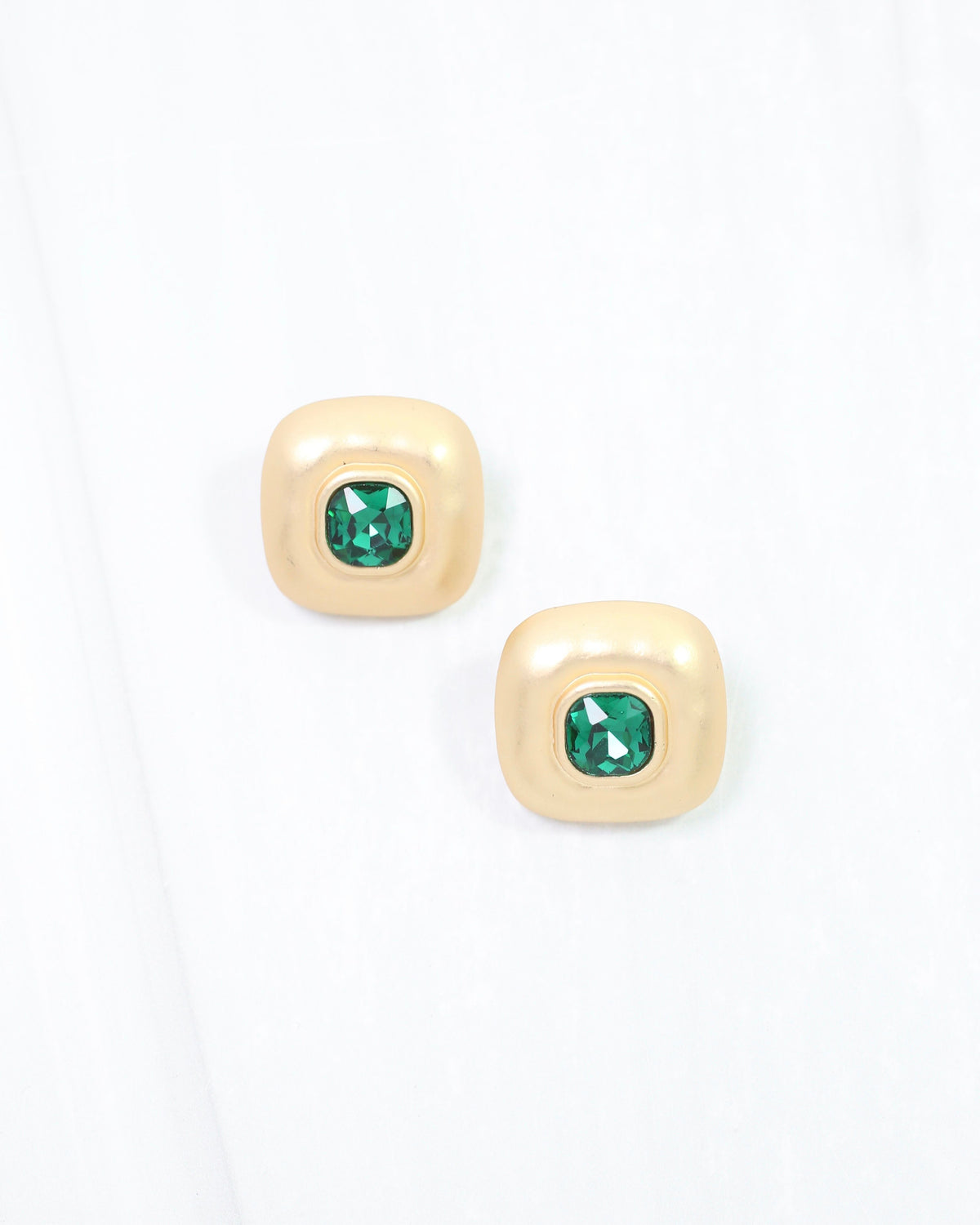 Monica Square Stud Earring Emerald