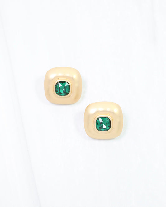 Monica Square Stud Earring Emerald