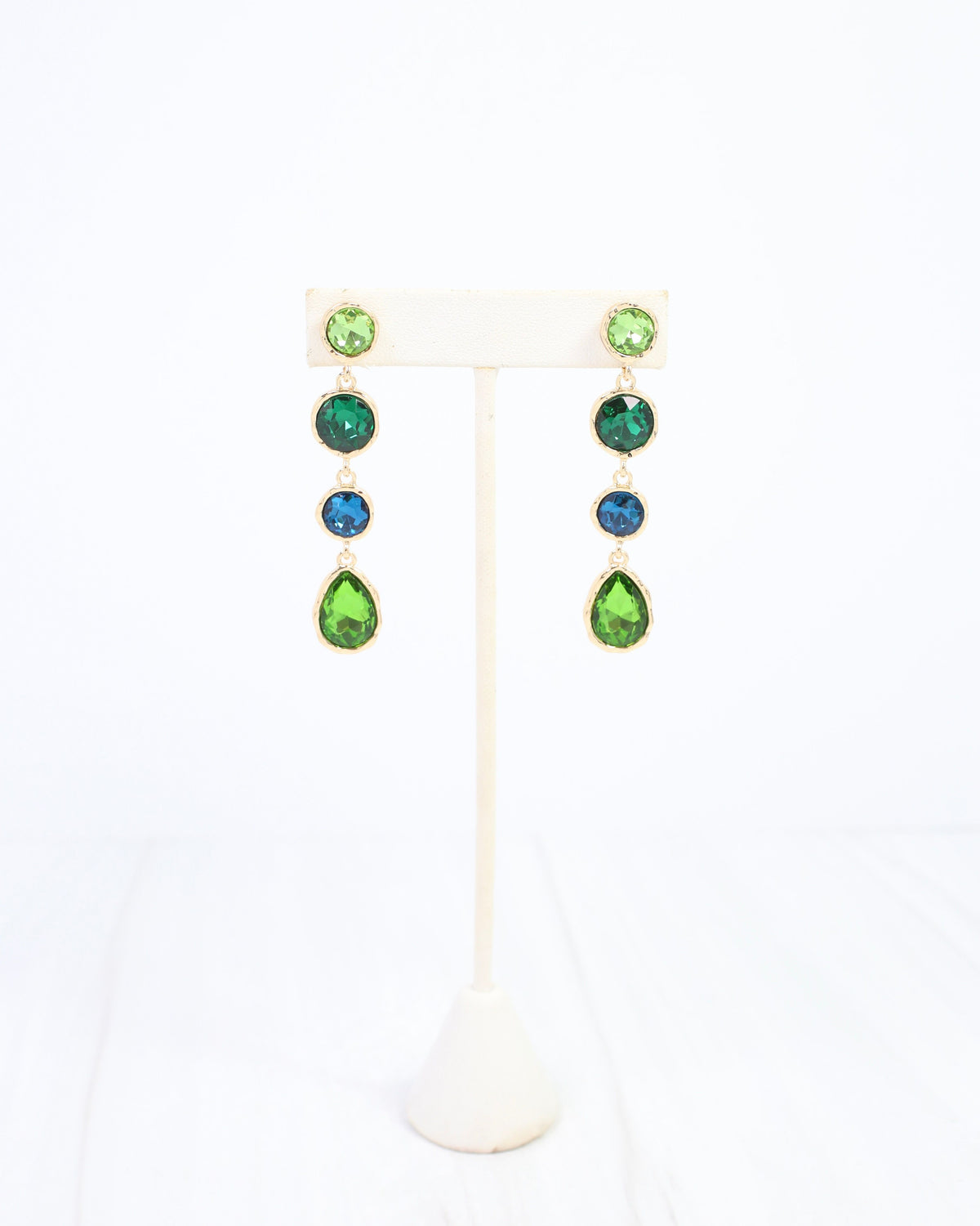 Sailish Linear Crystal Dangle Earring Green Multi