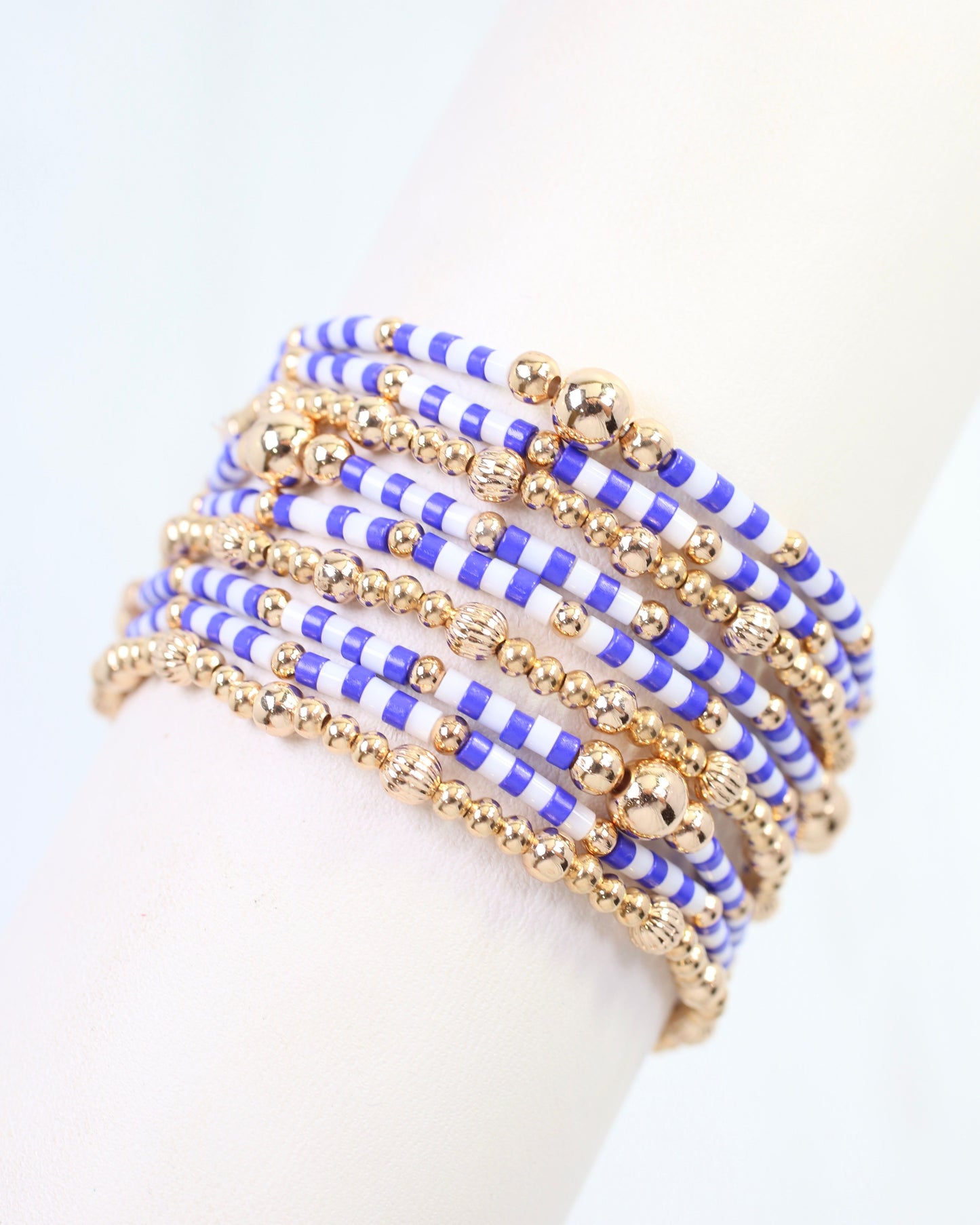 Renee Beaded Bracelet Set Blue White