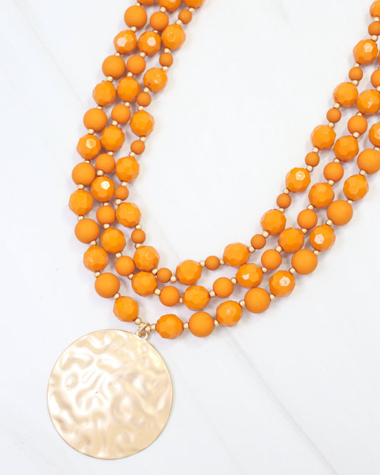 Abbott Beaded Pendant Necklace Orange