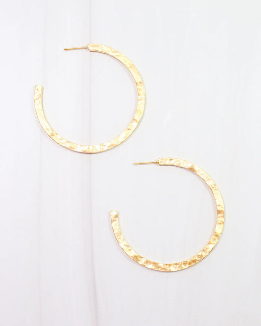 Lovett Hammered Hoop Earring Matte Gold