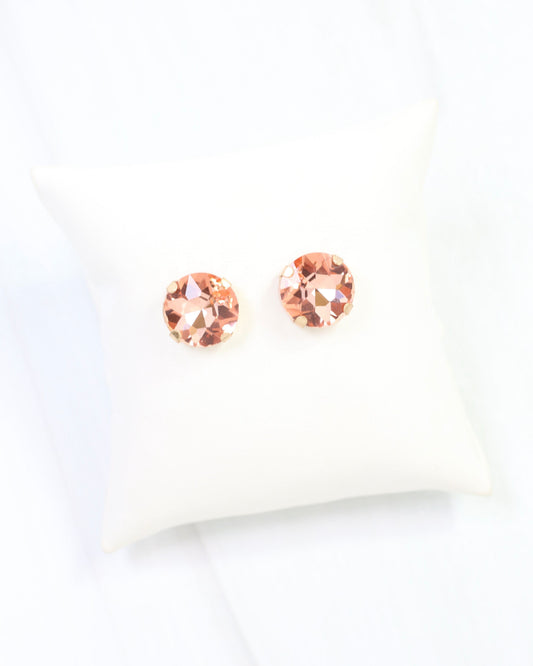 Andi Large Rhinestone Stud Earring Peach