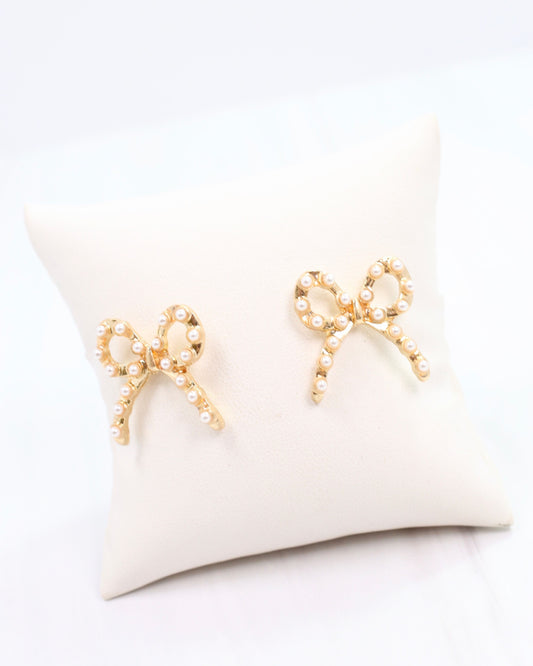 Pansy Pearl Pave Stud Worn Gold