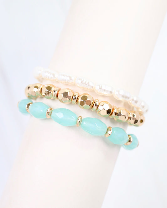 Athens Stretch Bracelet Set Aqua