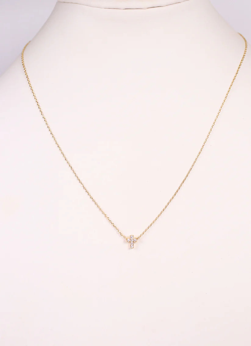 Shannen CZ Cross Necklace GOLD