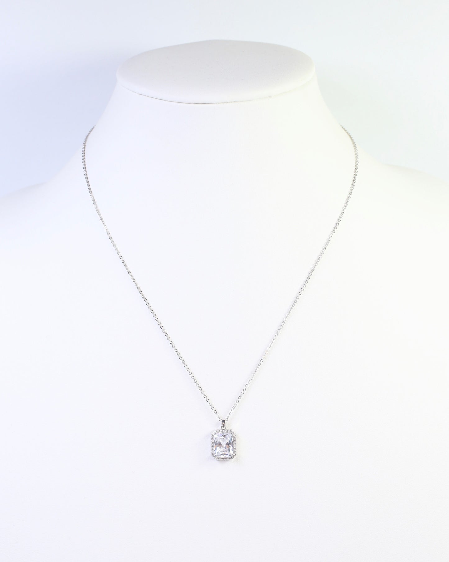 Oneida Crystal CZ Pendant Necklace Silver