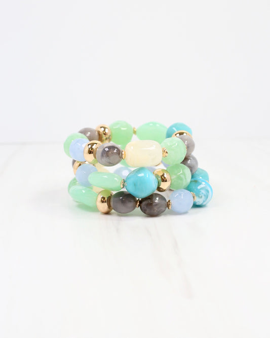 Ambridge Stone Stretch Bracelet Set Blue Multi