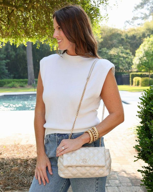 Leigh Quilted Crossbody Pearl Quilted DQ