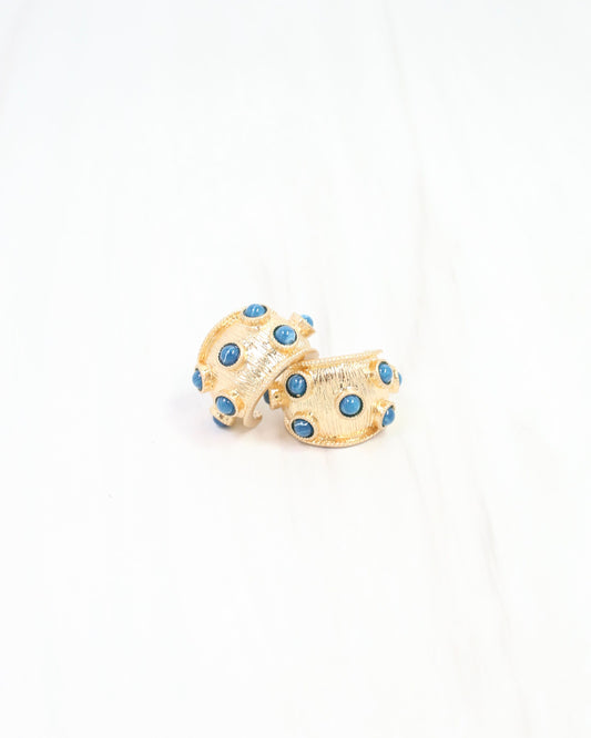 Miriam Textured Hoop Earring Blue