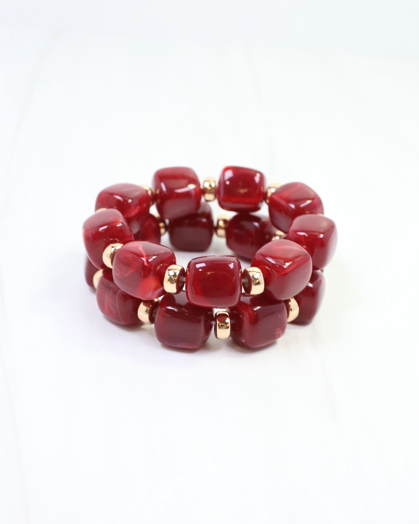 Raquel Beaded Bracelet Set Burgundy