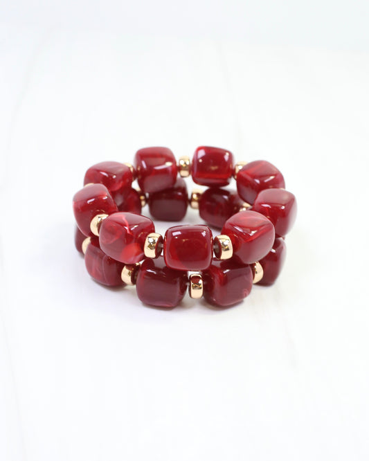 Raquel Beaded Bracelet Set Burgundy
