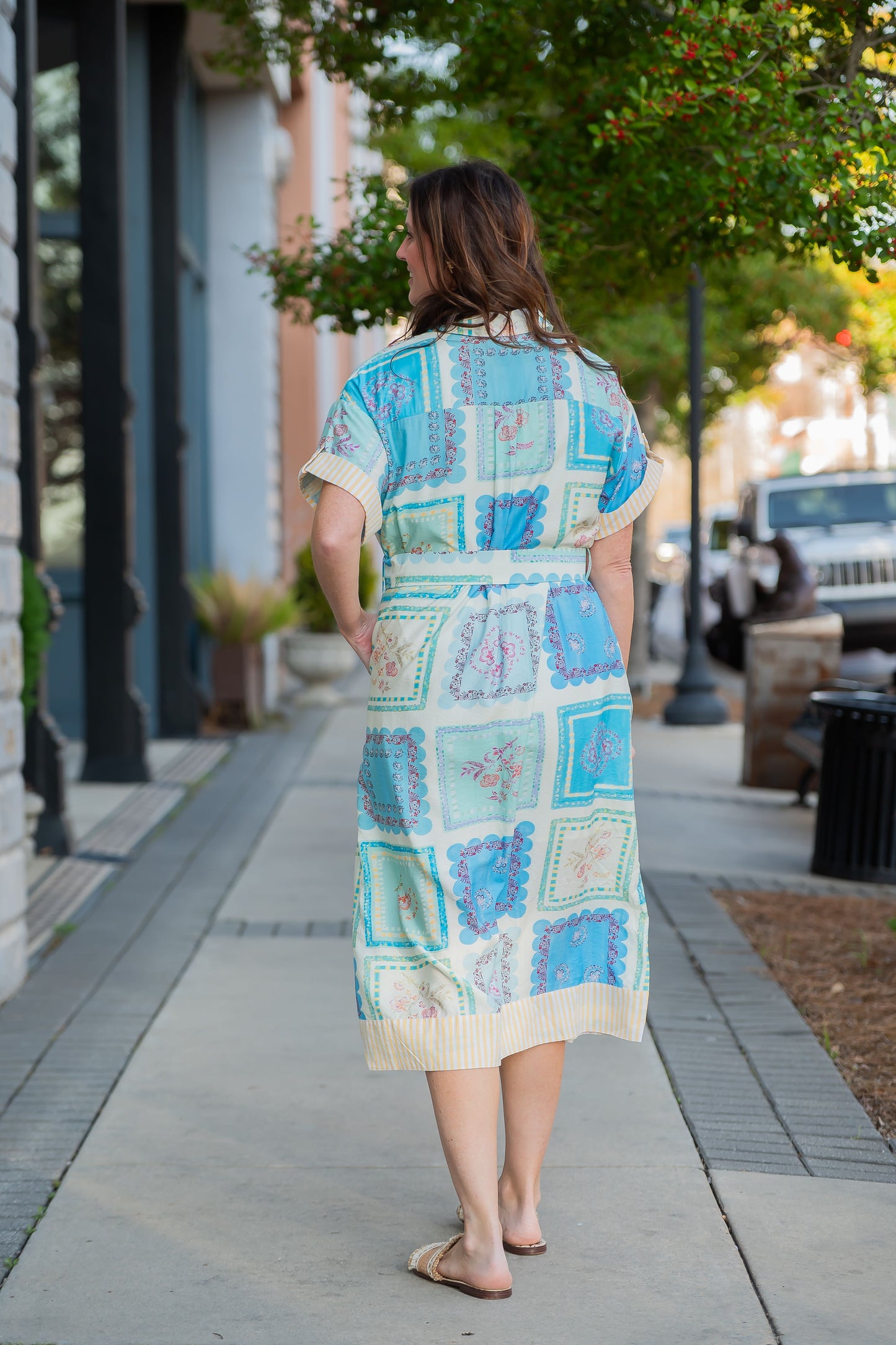 Lexi Floral Patch Print Button Down Midi Dress