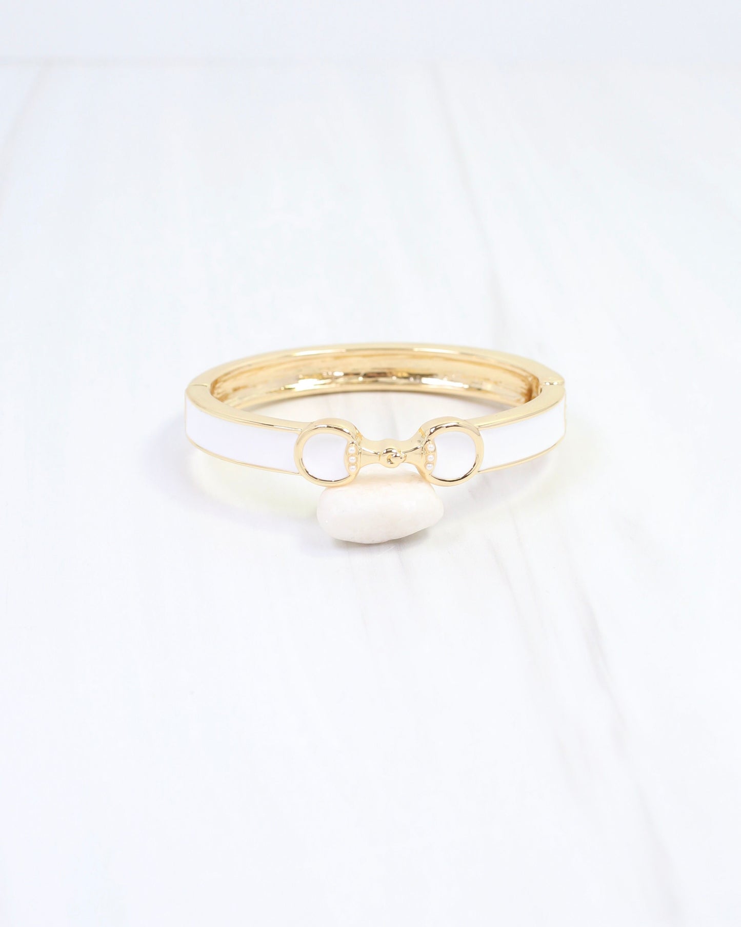 Kaylen Horsebit Hinged Bracelet White