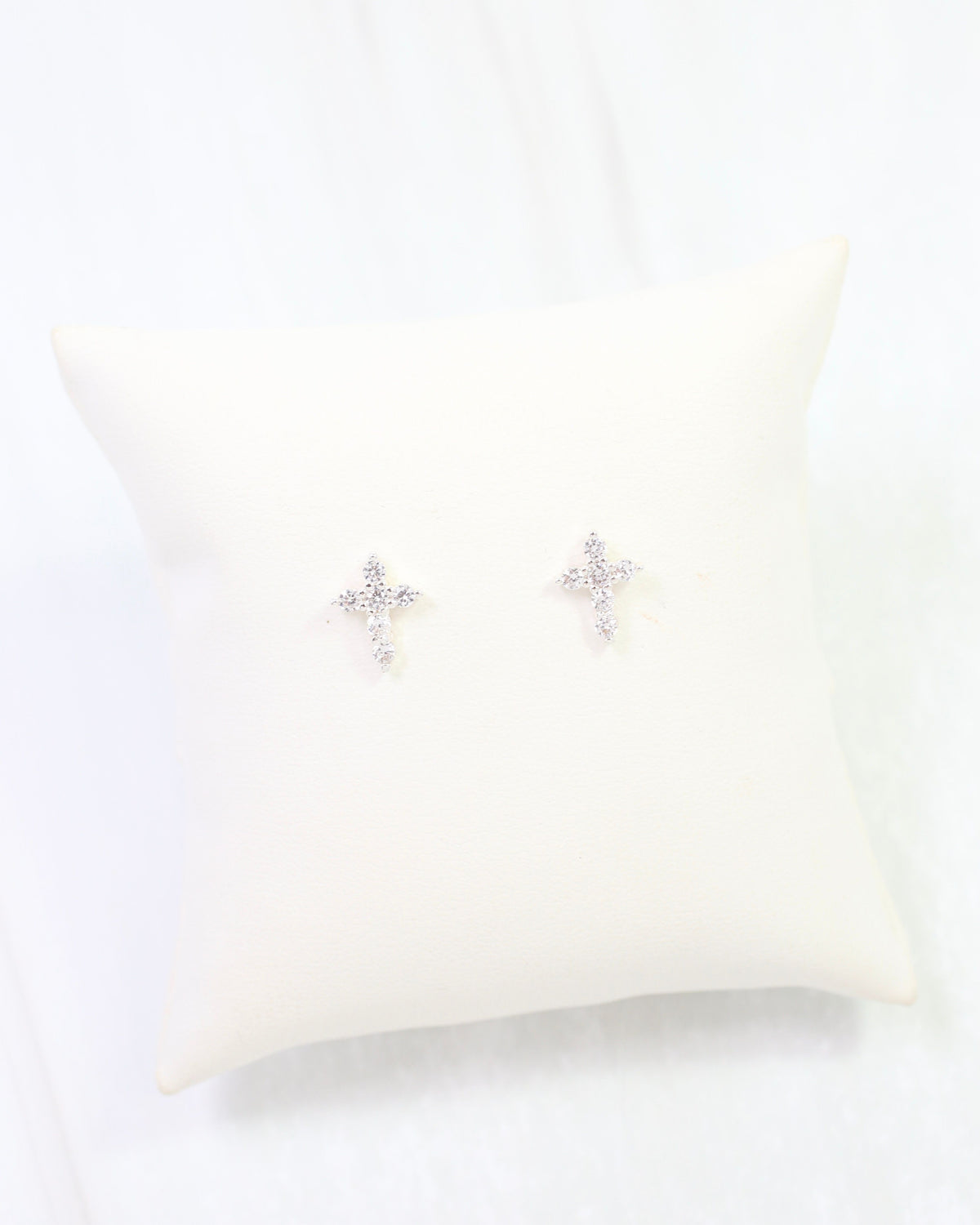 Josephina Pave Cross Stud Earring WR Silver