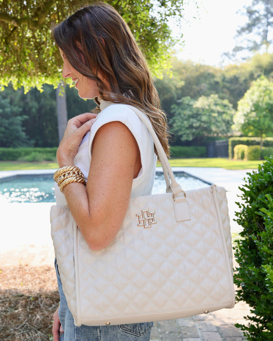 Hailey Tote Cream Quilted DQ