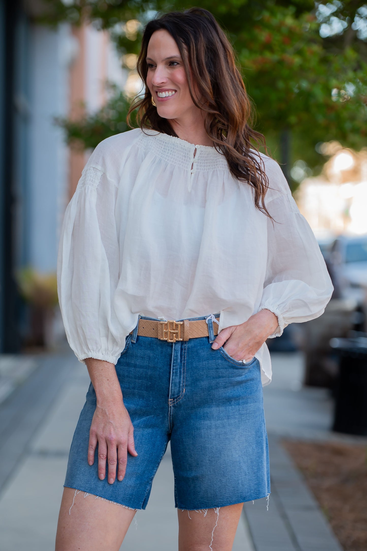 May Smocked Veil Blouse