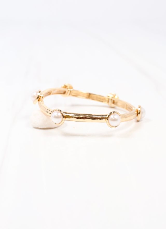 Mona Pearl Stretch Bracelet Gold