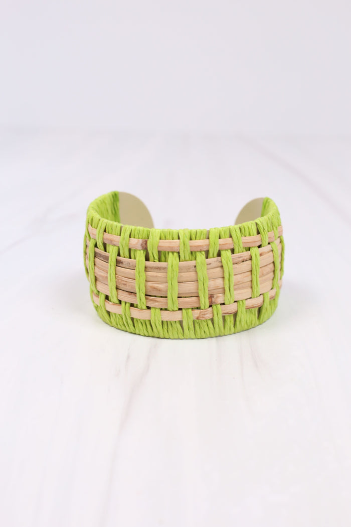 Leander Woven Cuff Bracelet LIME GREEN - Caroline Hill
