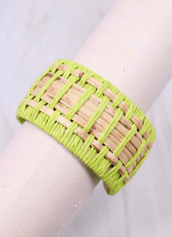 Leander Woven Cuff Bracelet LIME GREEN - Caroline Hill