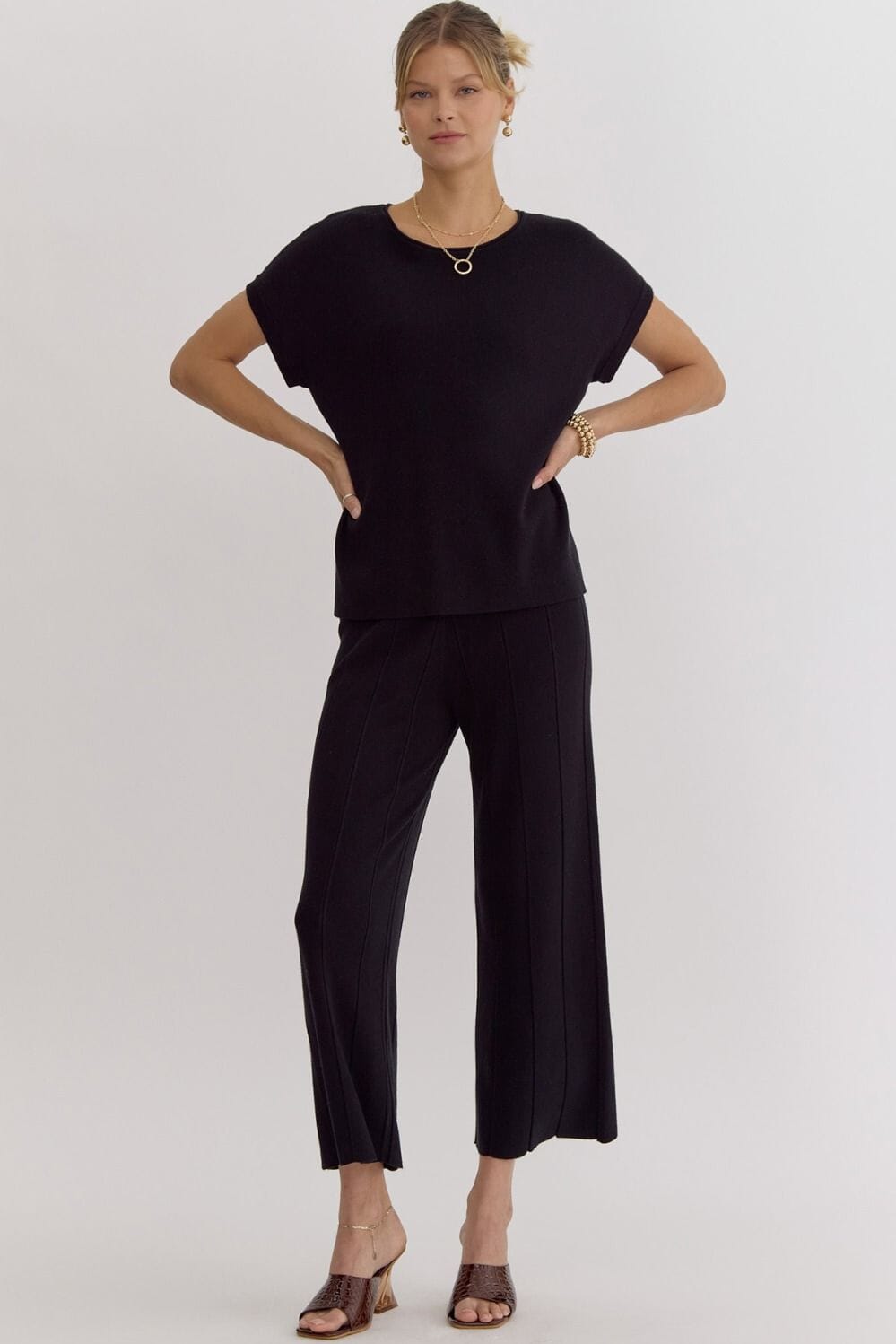 Leave with Me Black Pants Set - Caroline Hill