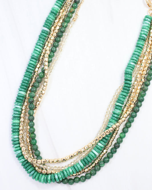 Malani Beaded Layered Necklace Green