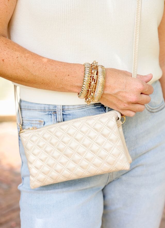 Liz Custom Collection Crossbody Bag PEARL QUILTED SQ - Caroline Hill