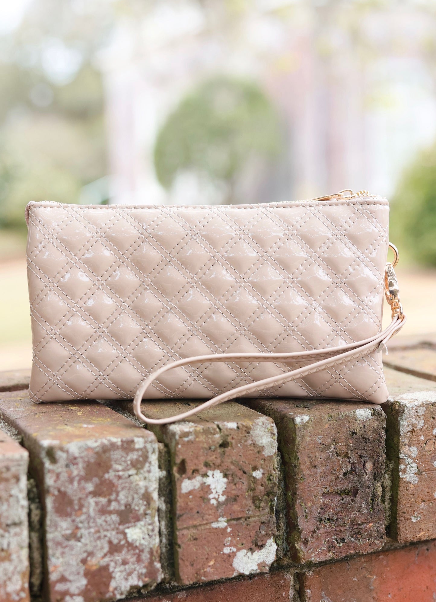 Liz Custom Collection Crossbody- CREAM PATENT SQ - Caroline Hill