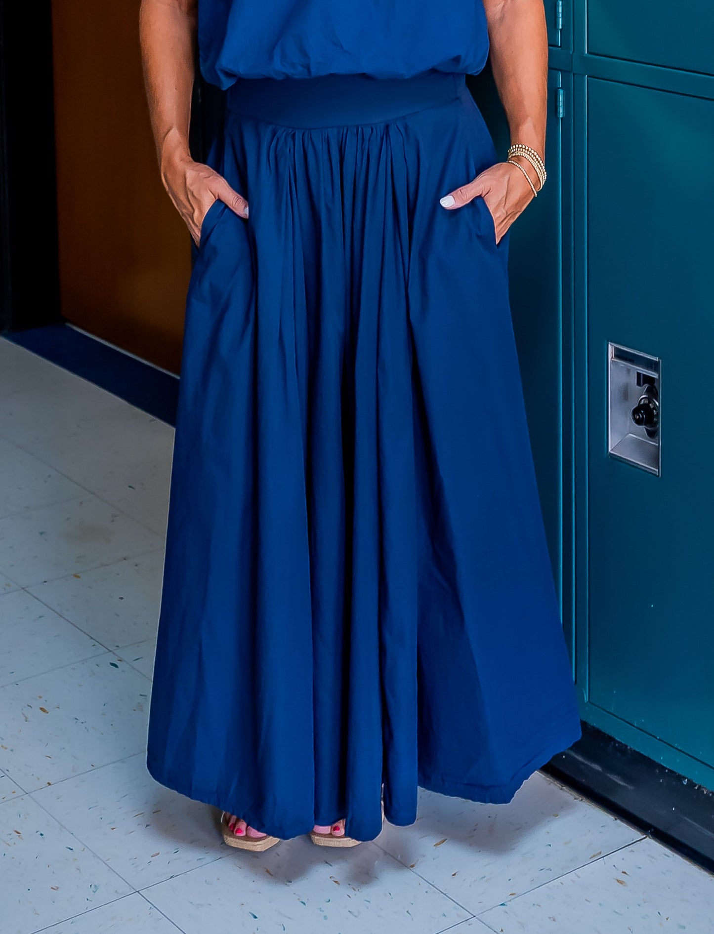 Kokomo Cotton Maxi Skirt-Navy