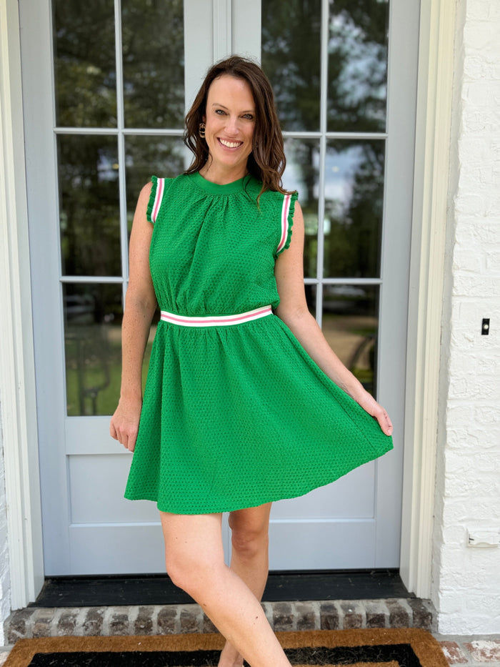Look that Way Green Textured Dress - Caroline Hill