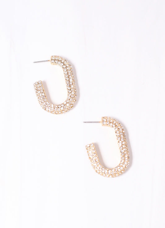 Lottie CZ Oval Earring CLEAR - Caroline Hill