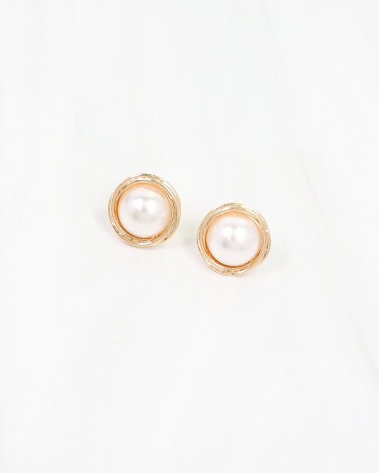 Calabria Pearl Stud Earring Cream