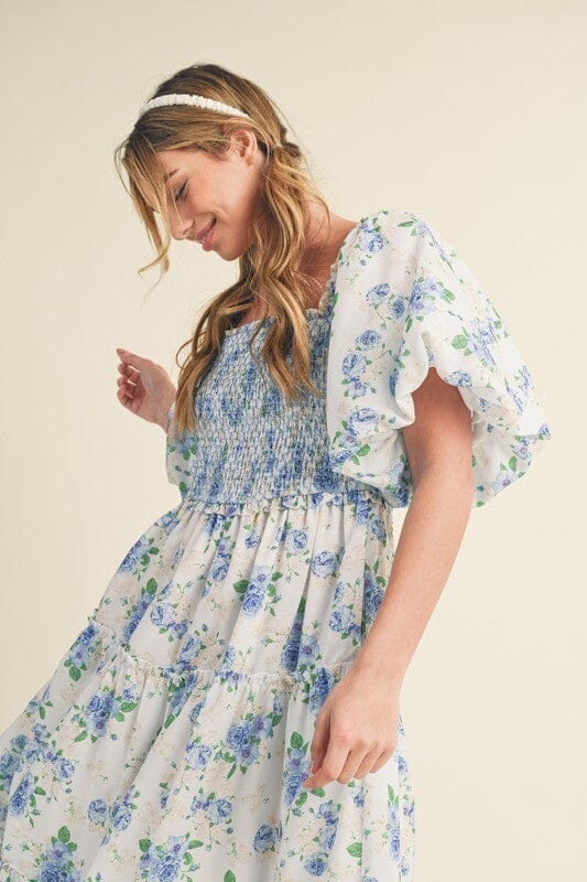 Lucy Floral Midi Dress - Caroline Hill