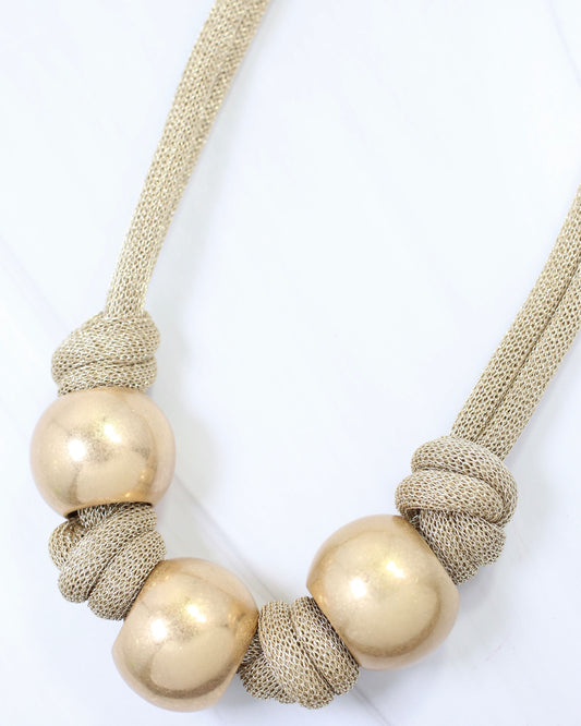Asheboro Mesh Beaded Necklace Gold