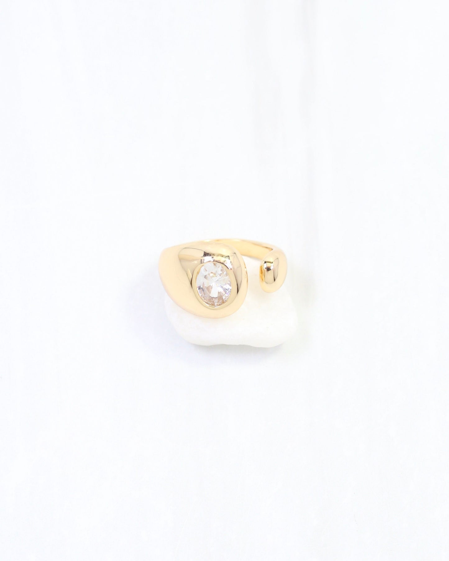 Maira CZ Tear Drop Ring WR Gold