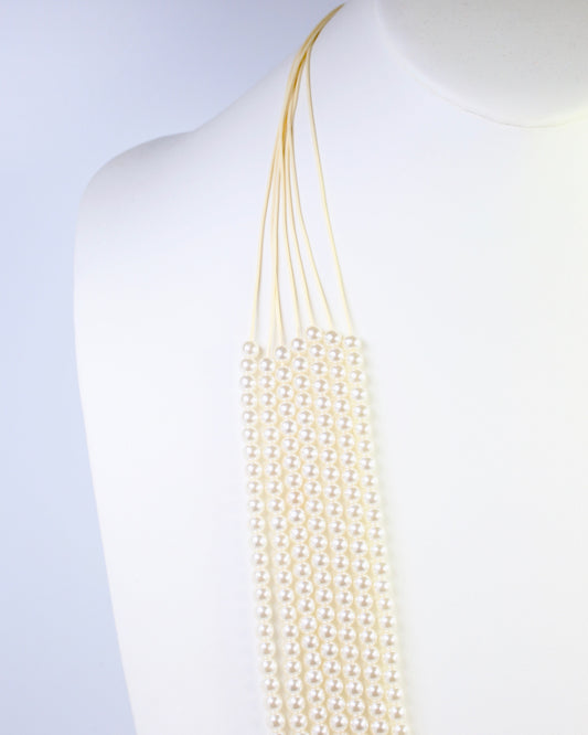 Marquette Layered Pearl Long Necklace Cream
