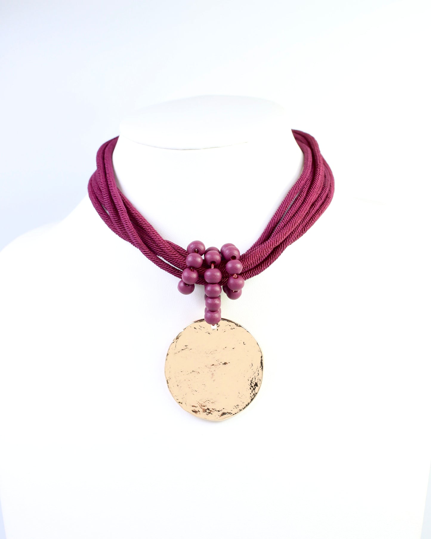 Ryder Rope Charm Necklace Burgundy