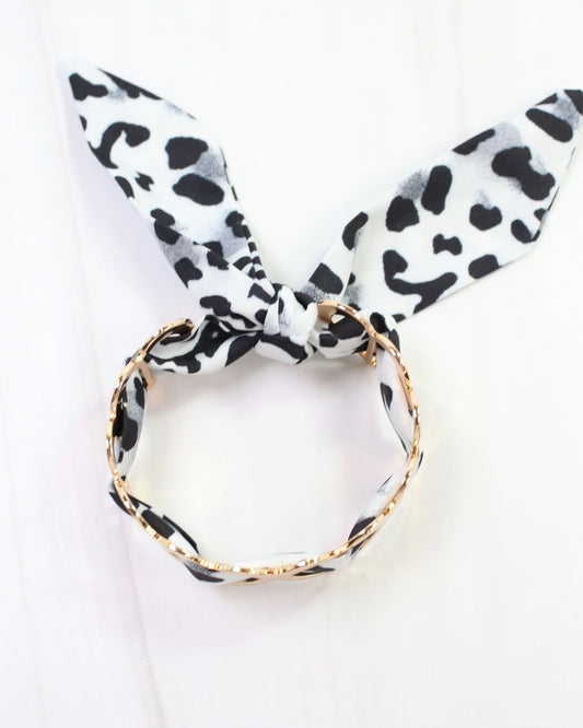 Evanston Heart Scarf Bracelet Gray Leopard