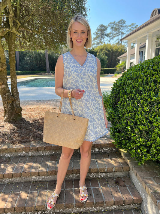 Cornflower Blue Floral Print Dress