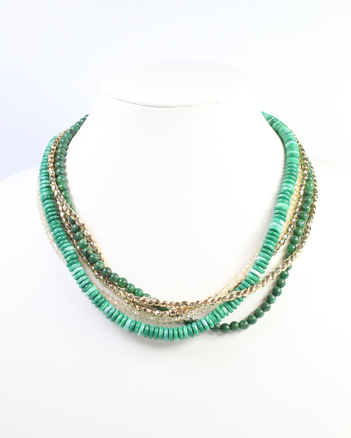 Malani Beaded Layered Necklace Green
