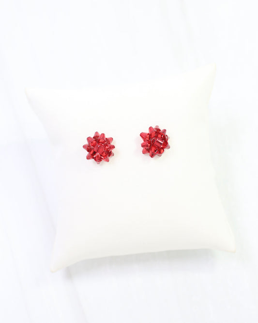 Let's Wrap Small Bow Stud Earring Red