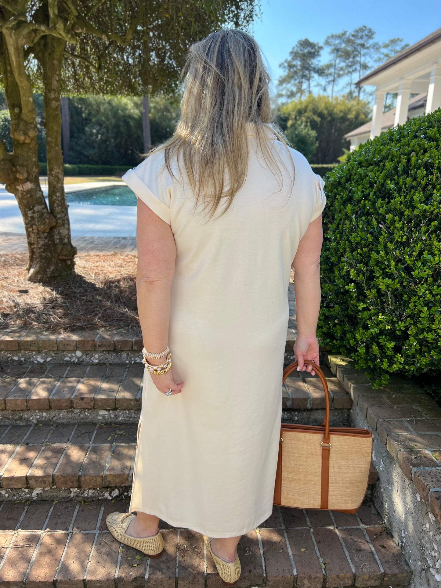 Rewind Time Oatmeal Collared Midi Dress